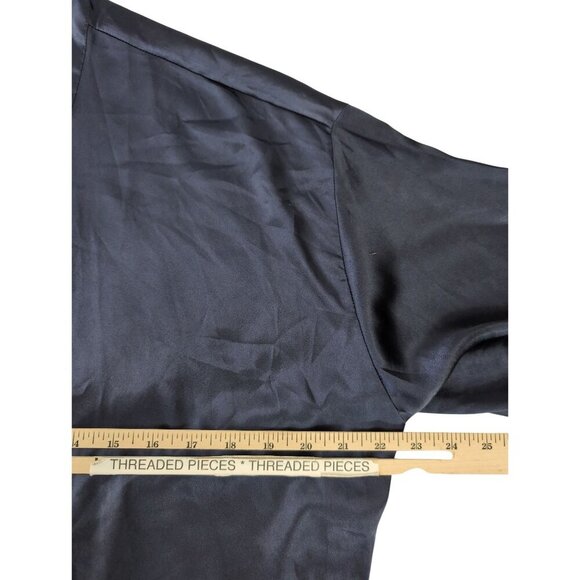 Victorias Secret Short Satin Robe Womens‎ OS Blue Long Sleeve Tie Front Pockets - Picture 10 of 10